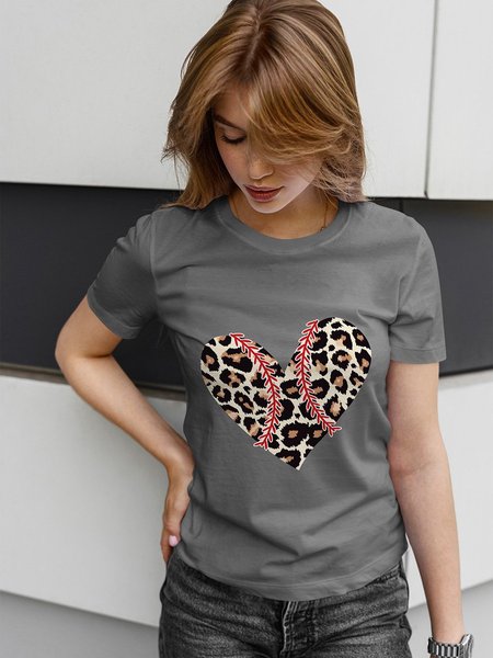 

Baseball Mom Leopard Funny Softball Mom Mother's Day 2021 Women's T-Shirt, Grey, T-shirts