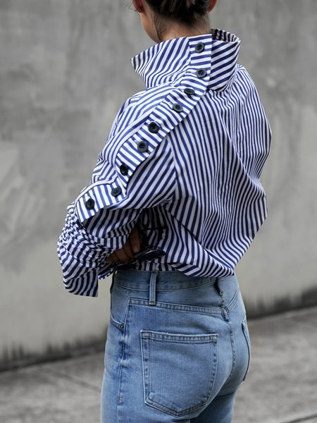 

Turtleneck Stripes Long Sleeve Top, The blue stripe, Blouses and Shirts