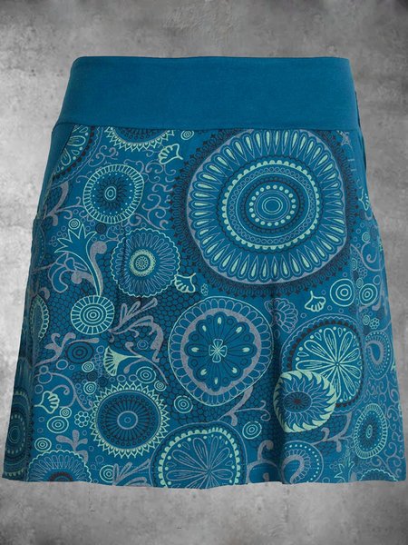 

Casuale taglia grande Stampato Mini Gonna, Blu, Dresses