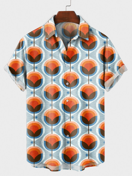 

Casual Geometric Shirts & Tops, Blue, Short Sleeves Shirts