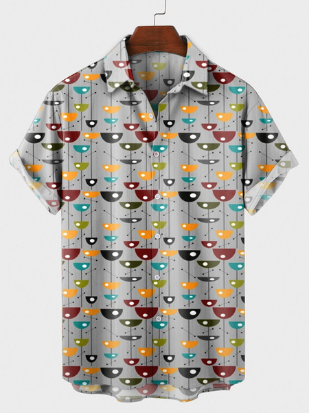 

Casual Geometric Shirts & Tops, Gray, Short Sleeves Shirts
