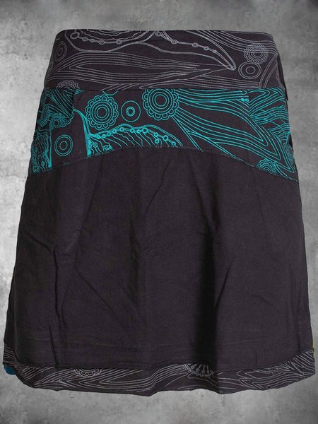

Casuale taglia grande Stampato Mini Gonna, Nero, Dresses