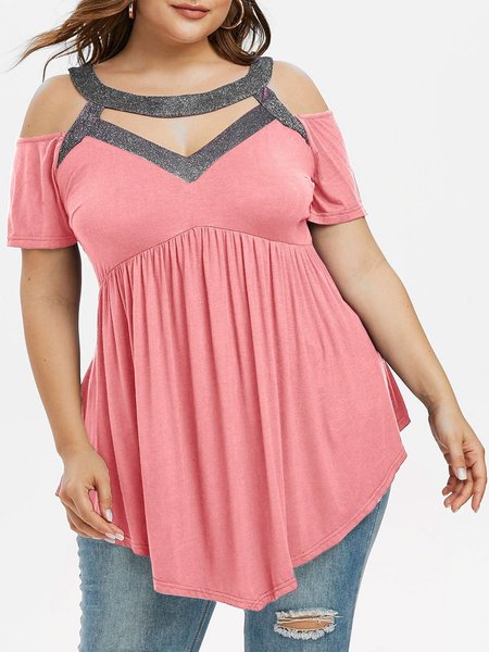

Cold Shoulder Solid Tops, Light pink, T-Shirts