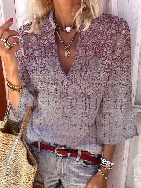 

Casual V Neck Tops, Gray, Blouses & Shirts