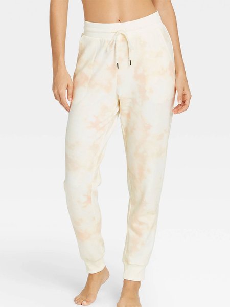 

Women's Tie-Dye Soft Drawstring Elastic Waistline Lounge Jogger Pants, Pink, Pants