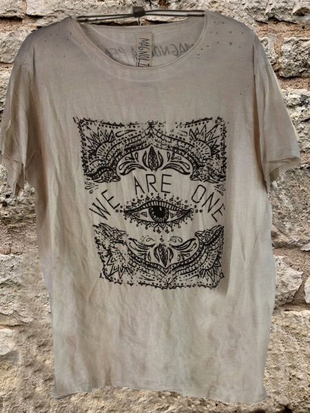 

Cotton Short Sleeve Shirts & Tops, Light khaki, Printed T-shirts