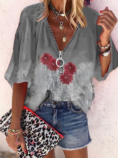 

Cerniera Cotone Camicie & Top, Grigio, Tops