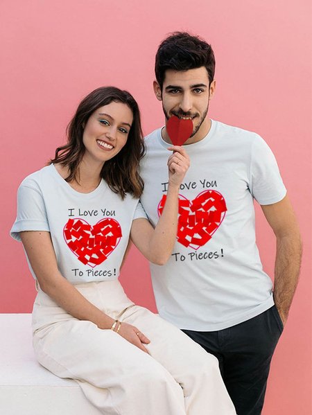 

I Love You To Pieces Funny couple T-shirts, White, Couple T-shirts