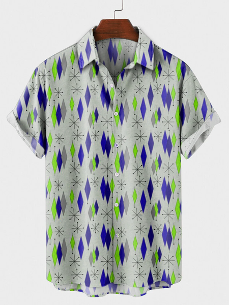 

Shirt Collar Vintage Shirts, Blue, Men's Floral shirt