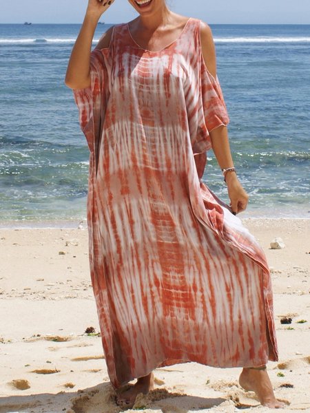 

Beach wear/Tie dye Kaftan Loose Maxi Dress, Orange, Tie dye dress