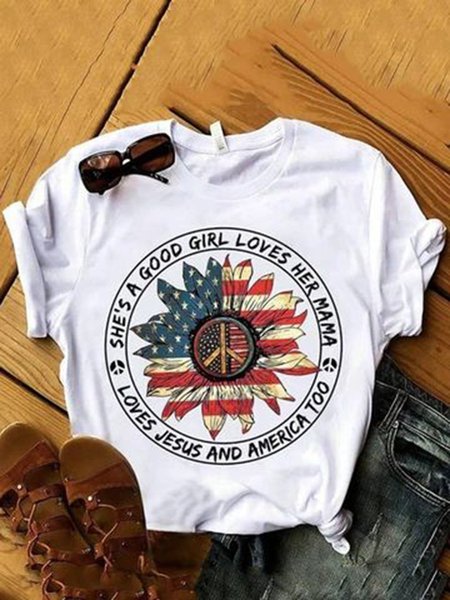 

She's A Good Girl Loves Her Mama Loves Jesus And America Graphic Tee, White, T-shirts