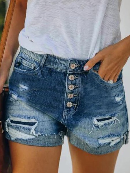 

Blue Brushed Denim Holiday Denim shorts, Shorts