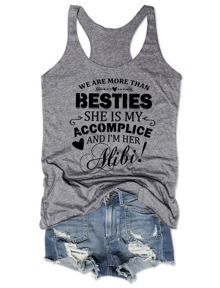 

We Are More Than Besties Tank Top, Gray, Tank Tops