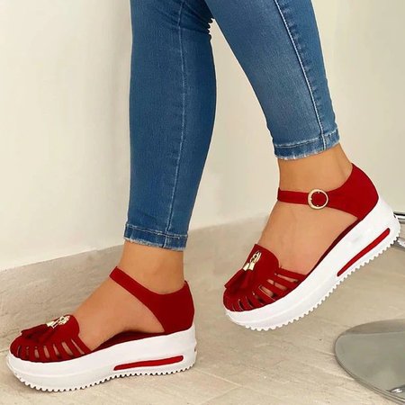 

Faux Suede Spring Sandals, Red, Sandals