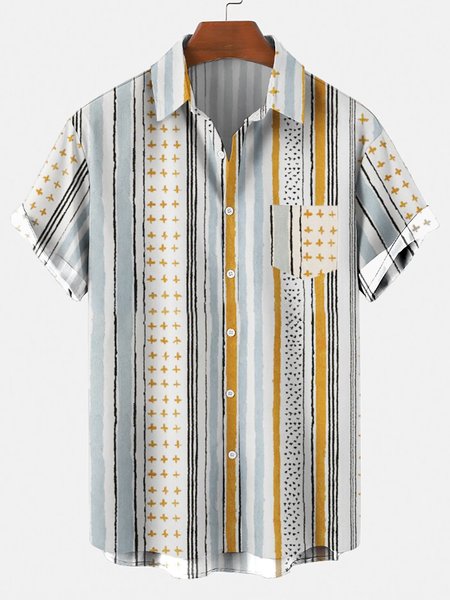 

Men's Shirt Collar Abstract Printed Shirts & Tops, Gray, Men's Floral shirt