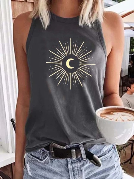 

Casuale Misto Cotone senza maniche Gilet, Grigio scuro, Tops