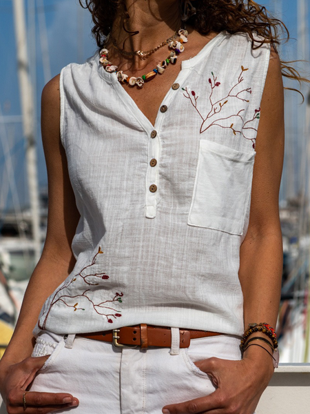 

Spalla Nuda Floreale Bohemian Camicie & Top, Bianco, Tank Top