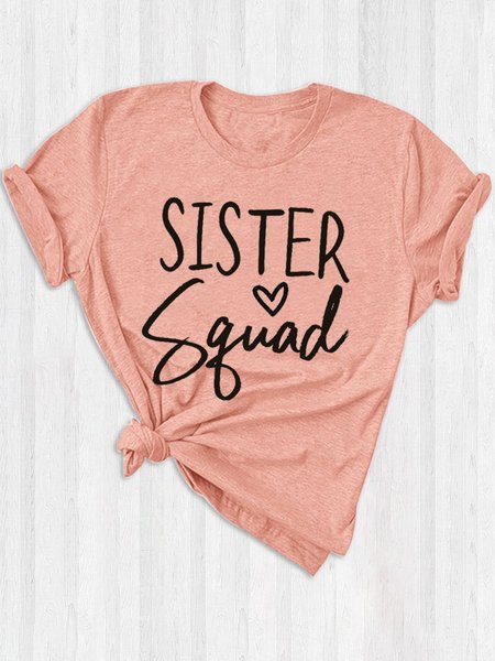 

Sister Squad Casual Shift Cotton-Blend Friends T-Shirts, Brick red, Sister T-shirts