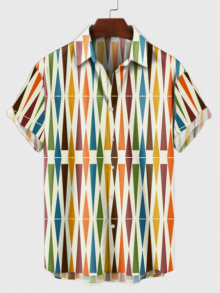 

Casual Geometric Shirts, Yellow, Men's Floral shirt