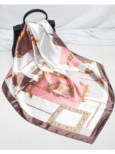Casual Summer Polyester Scarf, Pink-gray, Scarves