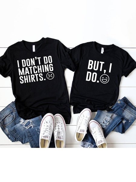 

Cotton-Blend Couple T-Shirts, Black, Couple T-shirts