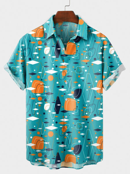 

Shirt Collar Casual Shirts, Green, Men's Floral shirt