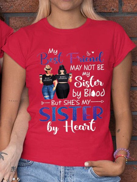 

My Best Friends May Not Be My Sister By Blood But She's My Sister By Heart T-Shirts, Red 2, Sister T-shirts