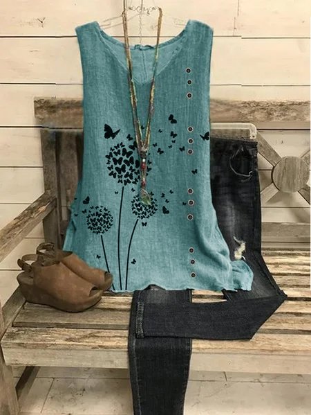 

Floral Casual Shift Top, Lake blue, Tank Tops & Camis