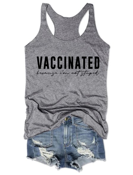 

Vaccinated Because I'm Smart Tank Top, Gray, Tank Tops
