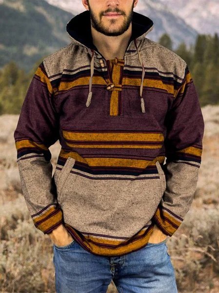 

Casual Pockets Tribal Wool Blend Hoodie Sweatshirt, Multicolor, Hoodies&Sweatshirts