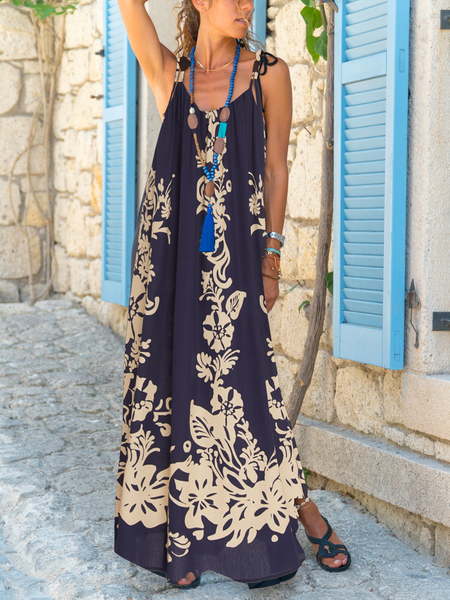 

Abito Vintage Bretelline Sottili, Blu intenso, Maxi Dresses