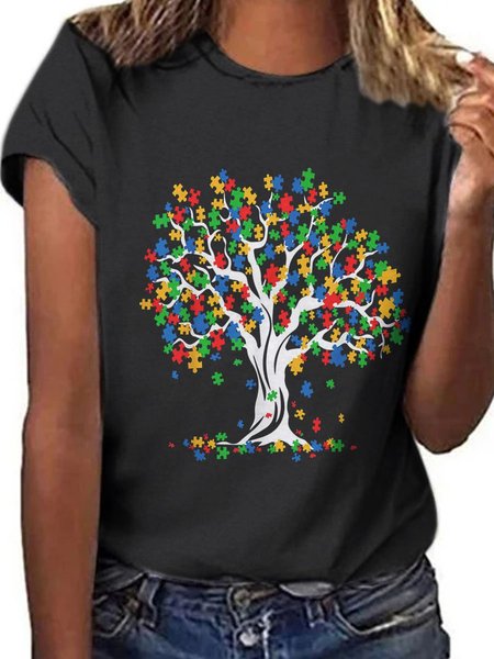 

Tree Of Life Autism Awareness Month Funny Tee, Black, T-shirts