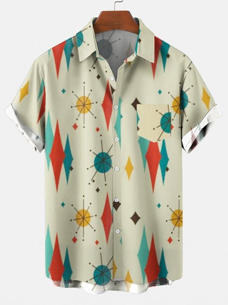 

Men's Shirt Collar Abstract Printed Shirts, Gray, Men's Floral shirt