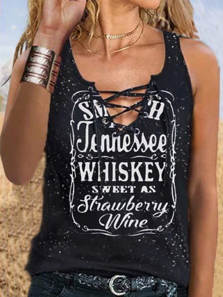 

Printed V Neck Holiday Cotton-Blend Tops, Black, Blouses & Shirts