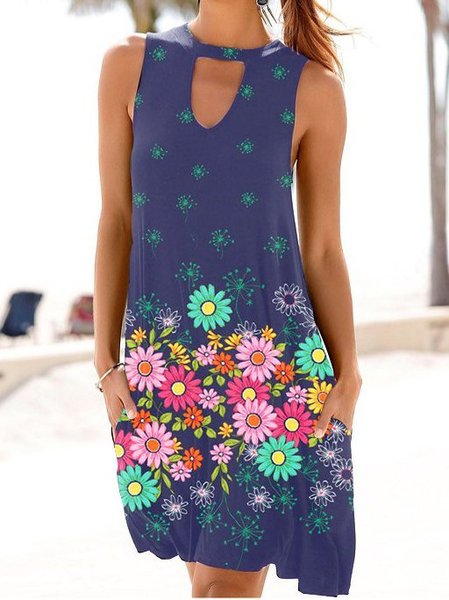 

Crew Neck Casual Dresses, Blue, Dresses