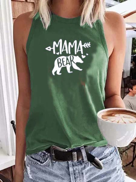 

Crew Neck Sleeveless Tanks & Camis, Green, Tank Tops & Camis