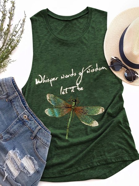 

Whisper Words Of Wisdom Let It Be Sleeveless Crew Neck Holiday Women Tank, Dark green, Tank Tops
