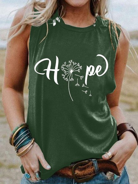 

Hope Dandelion Casual Cotton-Blend Women Vests, Dark green, Tank Tops