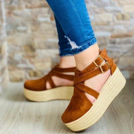 

Faux Suede Sandals, Yellow brown, Sandals