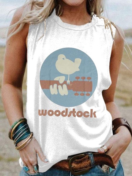 

Woodstock Shift Vintage Cotton-Blend Women Vests, White, Tops