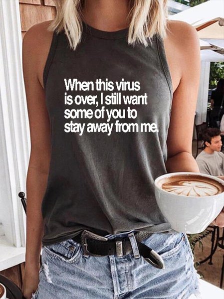

Stay Away From Me Casual Sleeveless T-Shirt Tank Top, Black, Tank Tops