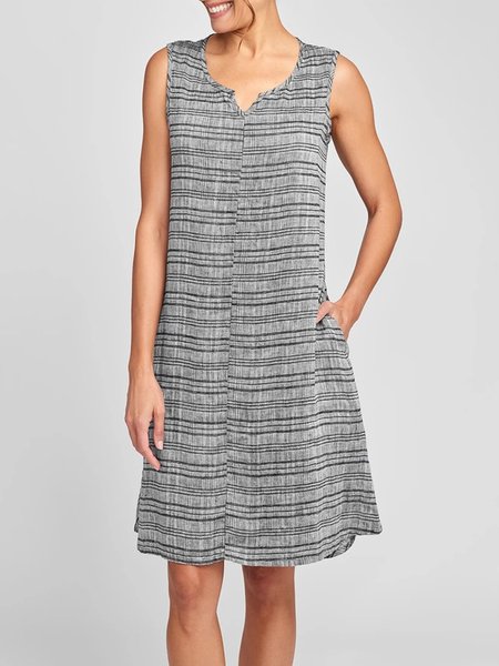 

Cotton-Blend Sleeveless Women Dress, Picture color, Midi Dresses