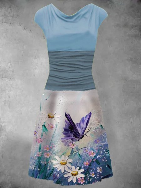 

Abito Floreale Cotone, Blu, Dresses