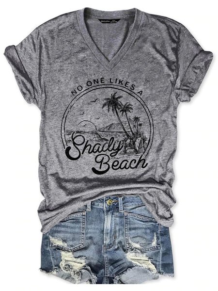 

No One Likes a Shady Beach Graphic Summer T-shirt, Gray, T-shirts