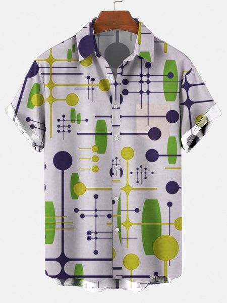 

Men's Abstract Simple Shirt Collar Shirts, Blue, Men's Floral shirt