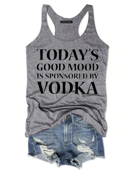 Today's Good Mood Is Sponsored By Vodka Tank Top, Gray, Tank Tops