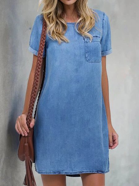 

Casual Short Sleeve Dresses, Blue, Dresses