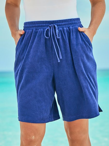 

Holiday Loose Casual Solid Shorts, Royal blue, Shorts