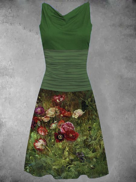 

Abito A-line Floreale senza maniche Stampato Floreale, Verde, Dresses