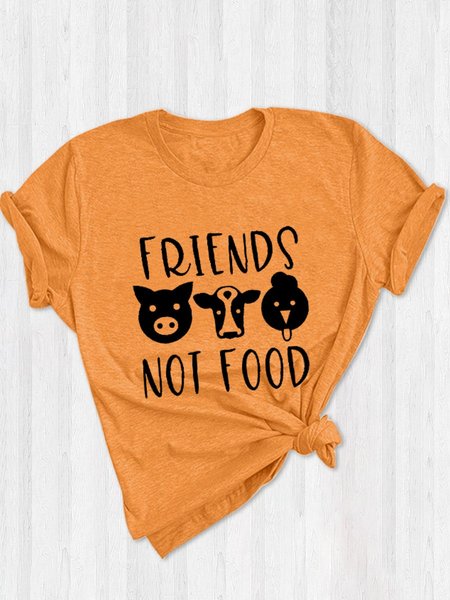 

Friends Not Food Cotton-Blend Shift Friends T-Shirts, Orange, Sister T-shirts
